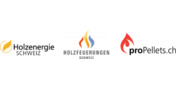 Logo Verbände Holzenergie Schweiz (HES), Holzfeuerungen Schweiz (HFS) und proPellets.ch